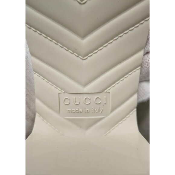 Gucci Logo Embossed Mid-heel Rubber Sandals Mystic White 624730 EU41 - Picture 7 of 11